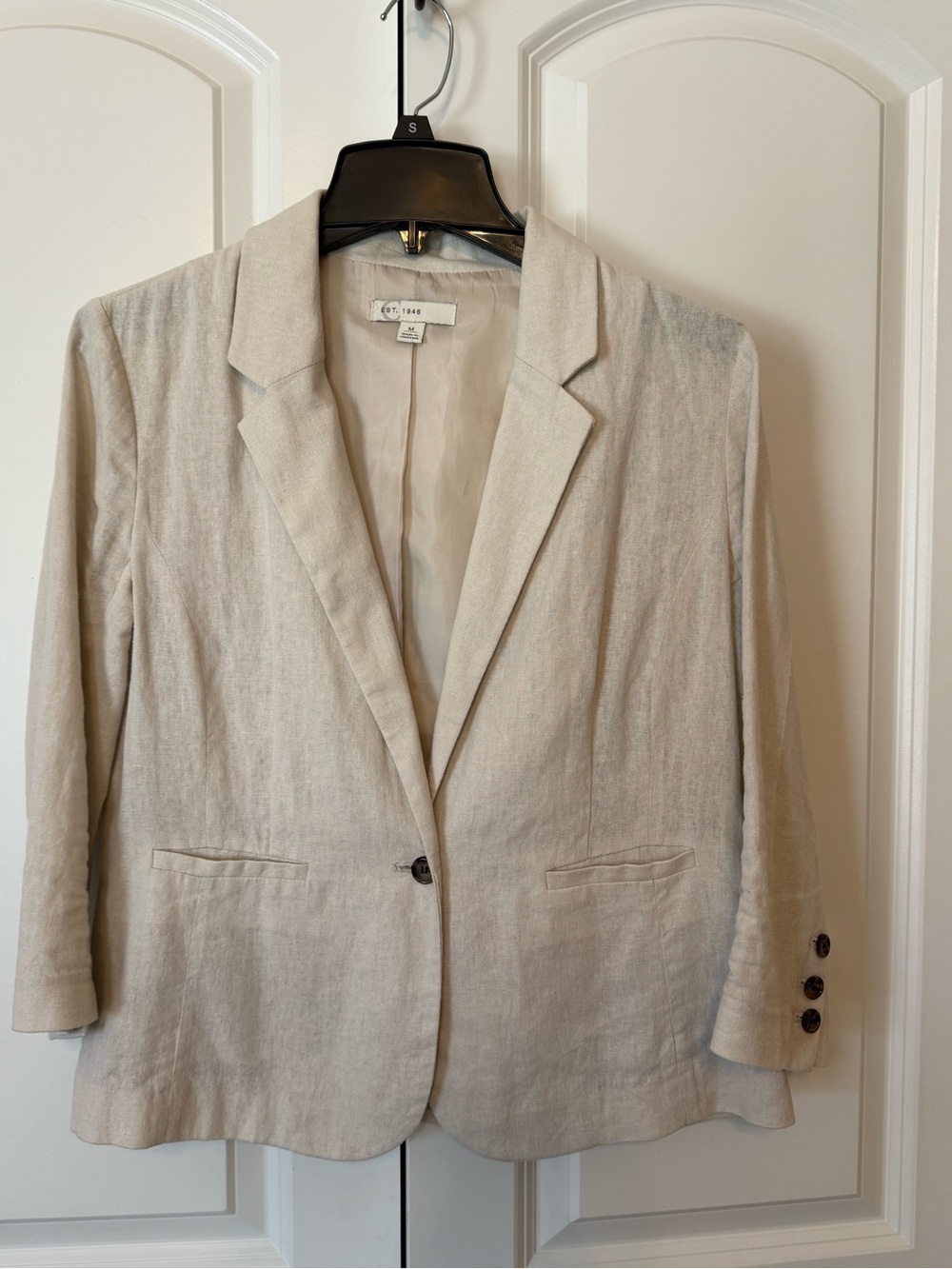 Petite Neutral Linen-Blend Blazer - Light Beige